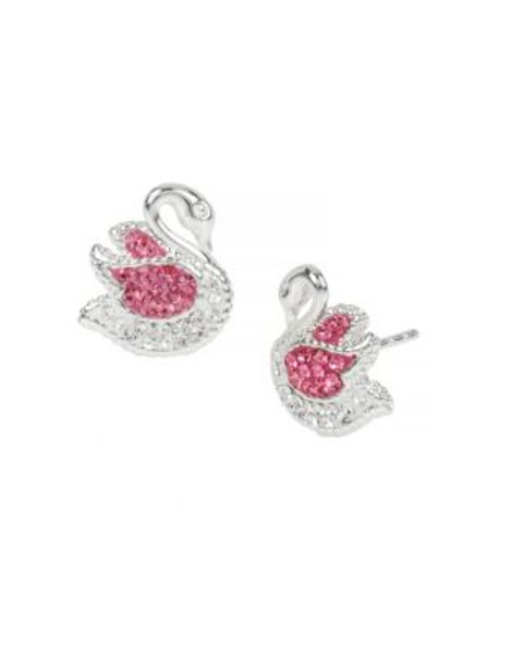 Betsey Johnson Pave Swan Stud Earrings - PINK