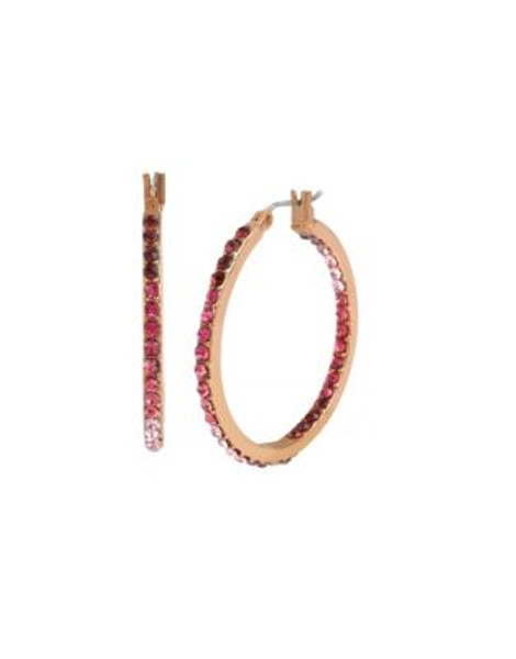 Betsey Johnson Fall Follies Pave Hoop Earrings - RED