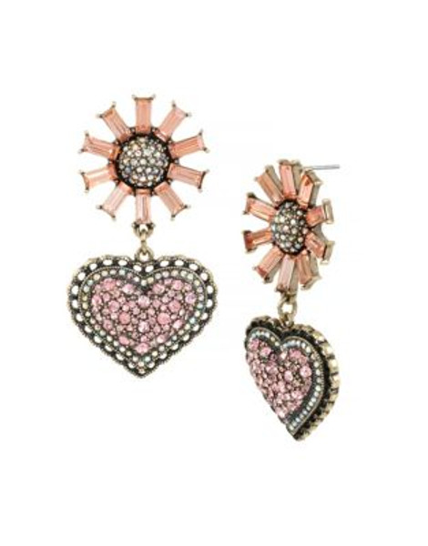 Betsey Johnson Flower and Heart Drop Earrings - WHITE