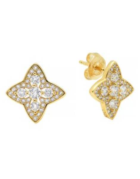 Crislu Halo Gold Plated Cubic Zirconia Stud Earring - GOLD