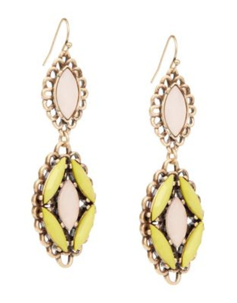 R.J. Graziano Double Marquise Drop Earrings - YELLOW