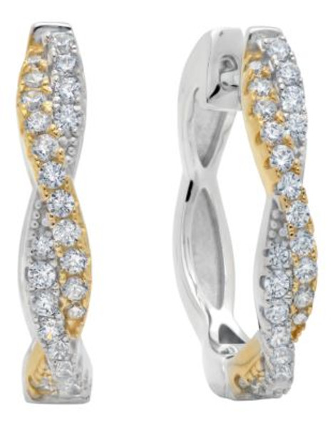 Crislu Twist Sterling Silver Cubic Zirconia Hoop Earring - SILVER