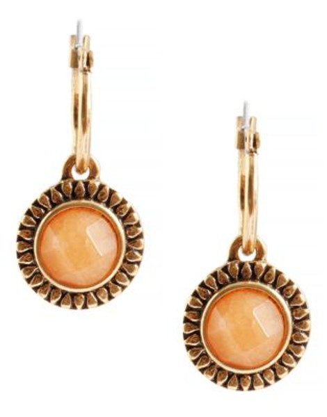 Lucky Brand Gold Tone Semi-Precious Stone Drop Earring - CARNELIAN