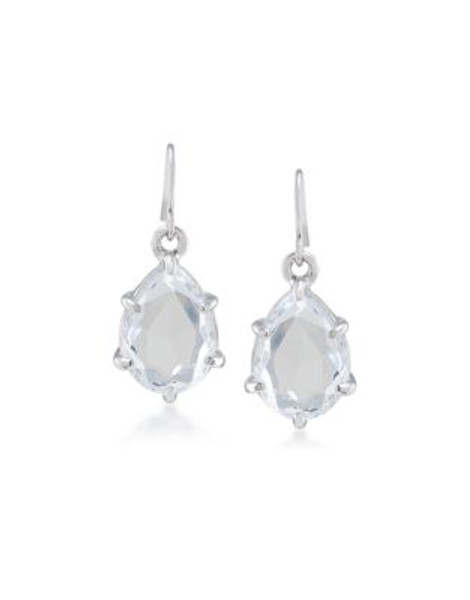 Carolee Pink Sands Clear Drop Silver Tone Pierced Earring - SILVER