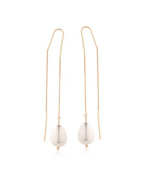 Guess Faux Pearl Threader Earrings - GOLD