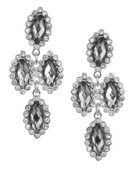 Expression Quatrefoil Chandelier Earrings - GREY