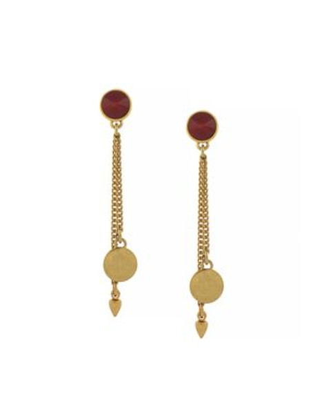 Vince Camuto Belle of the Bazaar Linear Stud Drop Earring - GOLD/RED