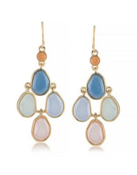 Carolee Caspian Sea Tassel Drop Pierced Earrings Gold Tone Earring - LIGHT MULTI