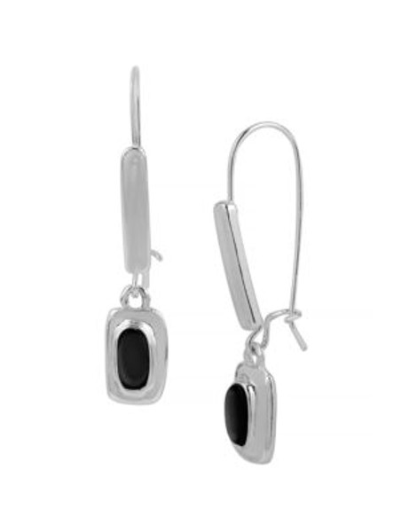 Robert Lee Morris Soho Organic Geometric Semiprecious Stone Long Drop Earring - BLACK