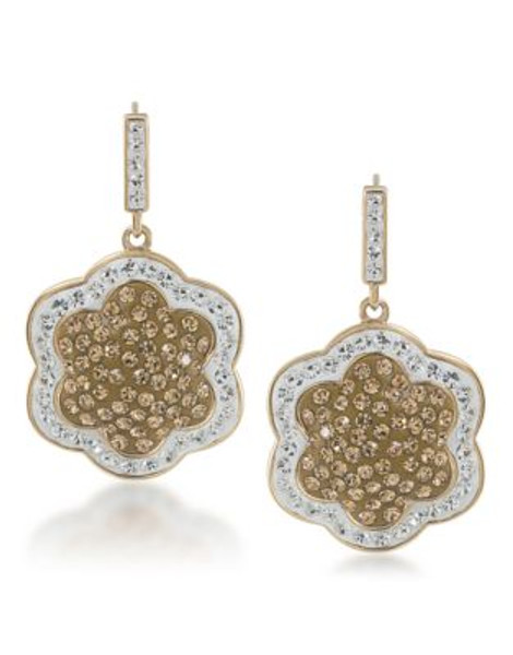 Carolee Mimosa Flower Drop Pierced Earrings Gold Tone Crystal Drop Earring - GOLD