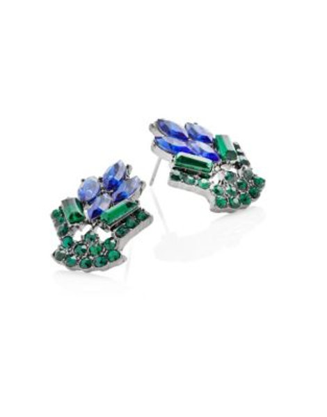 Expression Rhinestone Cluster Stud Earrings - BLUE