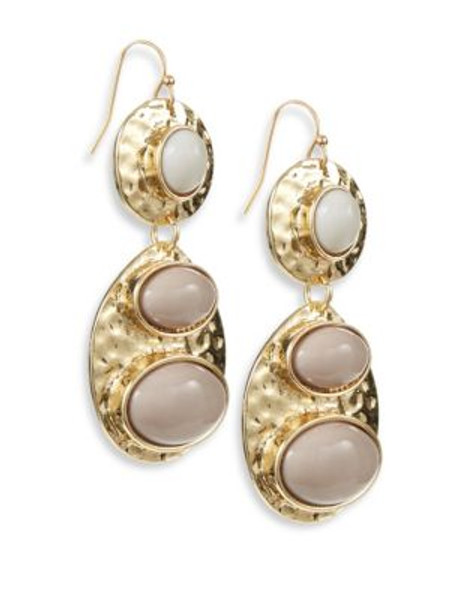 R.J. Graziano Hammered Double Drop Earrings - BEIGE