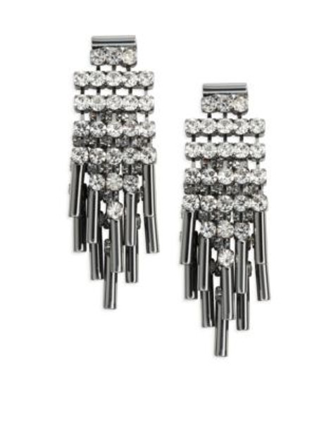 A.B.S. By Allen Schwartz Rhinestone Cluster Earrings - SILVER