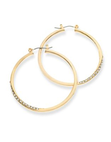 Guess Crystal Accent Hoop Earrings - GOLD