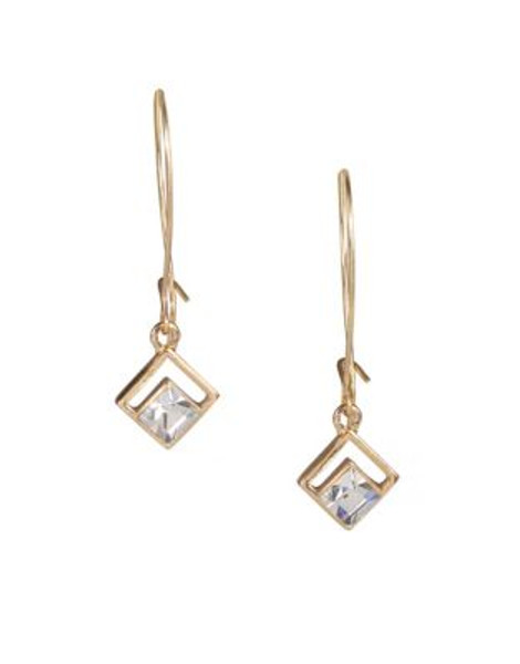 Kensie Faceted Square Stone Drop Earrings - GOLD