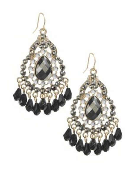 Expression Rhinestone Drop Earrings - BLACK