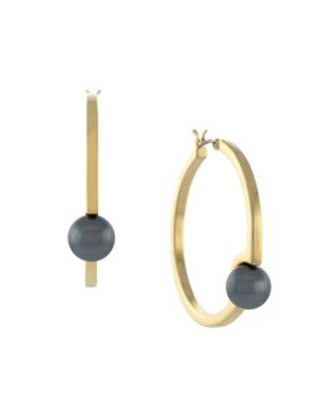 Louise Et Cie Pearl Solitaire Hoop Earrings - GOLD/GREY