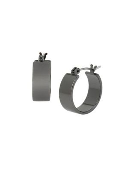 Kenneth Cole New York Gunmetal Huggie Hoop Earrings - GREY