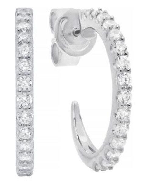 Crislu Gift Items Sterling Silver Cubic Zirconia Hoop Earring - SILVER