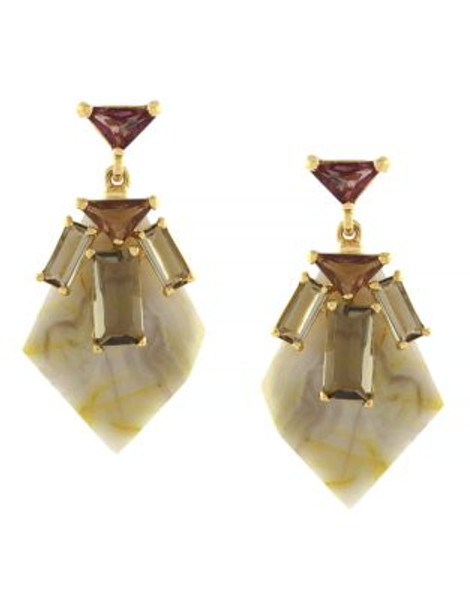 Louise Et Cie Indian Summer Collection Double Drop Embellished Stone Earring - BEIGE