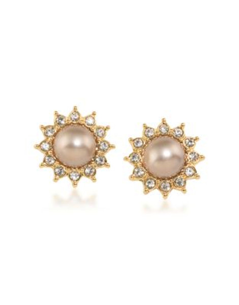Carolee Faux Pearl Button Clip Earrings - DARK MULTI