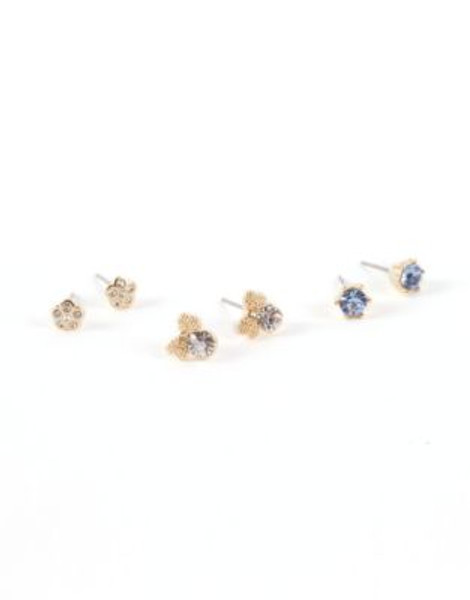 Lonna & Lilly Three-Pack Mixed Button Earrings - BLUE