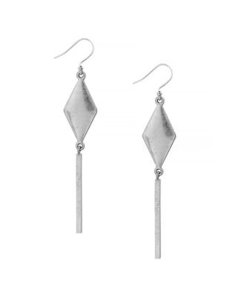 Lucky Brand Diamond and Bar Drop Earrings - SILVER