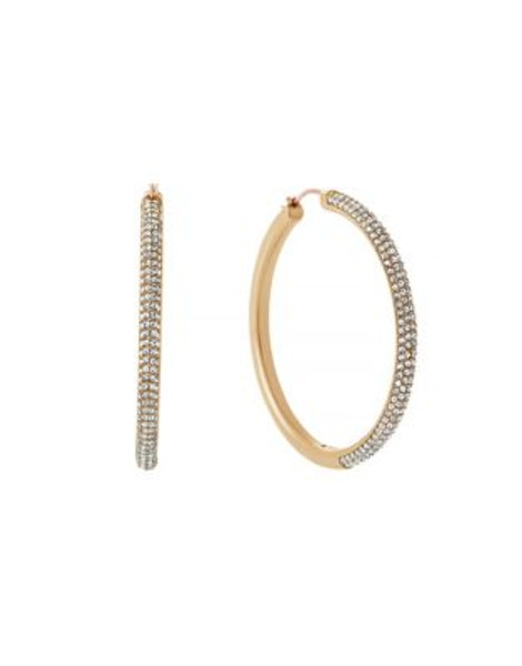 Michael Kors Pave Set Goldtone Hoop Earrings - GOLD