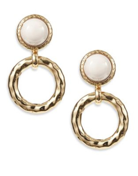 R.J. Graziano Stone and Circle Drop Earrings - WHITE