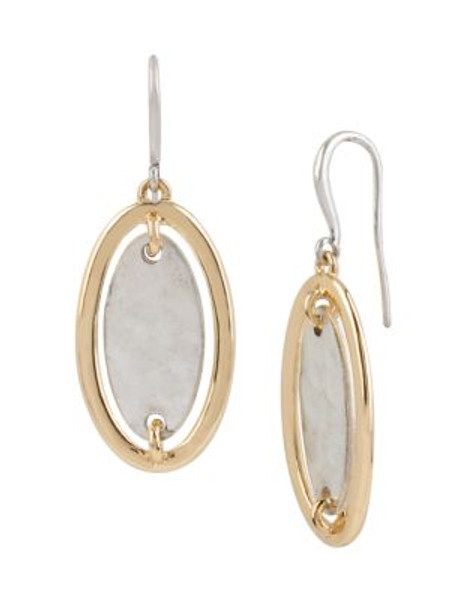 Robert Lee Morris Soho Boho City Hammered Two Tone Oval Drop Earring - TWO TONE