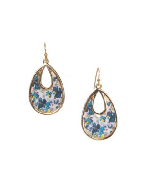 Kensie Patterned Double Open Teardrop Earrings - GOLD