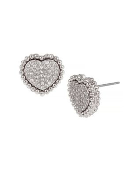 Betsey Johnson All That Glitters Pave Crystal Silver Heart Stud Earring - CRYSTAL
