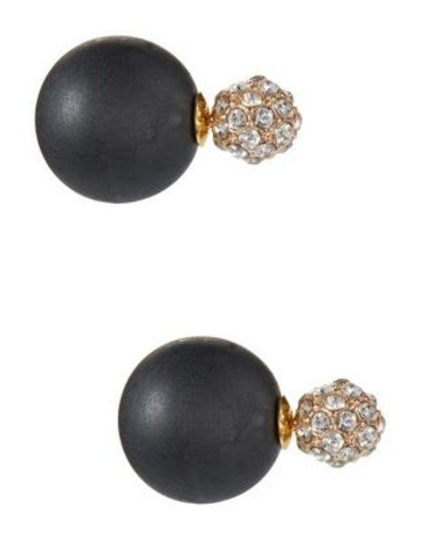 Cezanne Pavé Crystal Barbell Earrings - BLACK