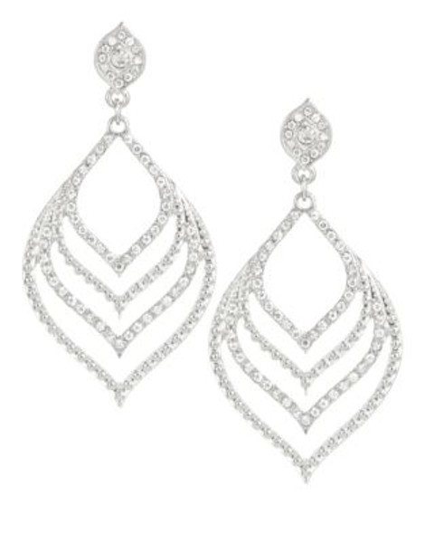 Expression Rhinestone Cut-Out Drop Earrings - SILVER