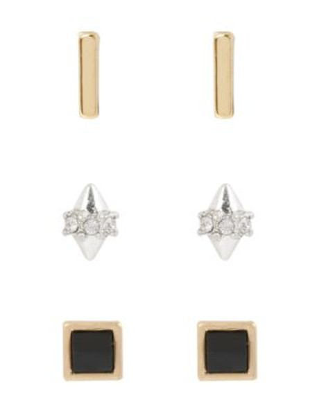 Kenneth Cole New York Delicates Semiprecious Geometric Stone and Bar Stud Earring Set - TWO TONED