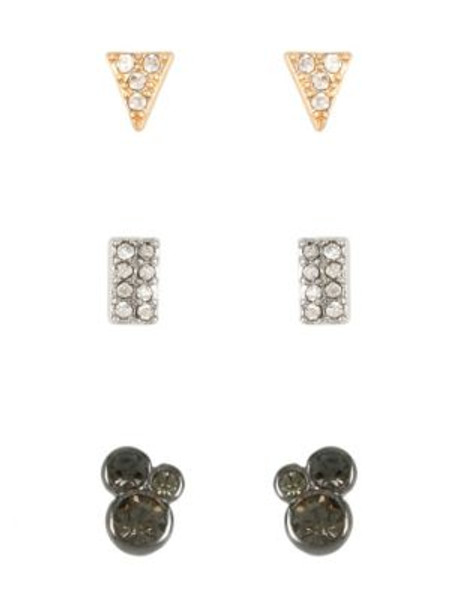 Kenneth Cole New York Three-Piece Tri-Tone Pave Earrings Set - TRI TONE