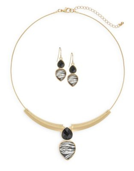 Expression Zebra Tear Drop Jewellery Set - BLACK