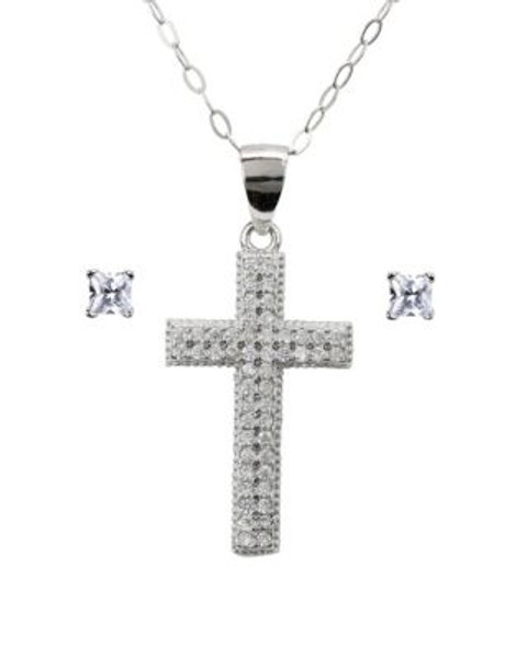 Samara Sterling Silver Cross Pendant Set - SILVER