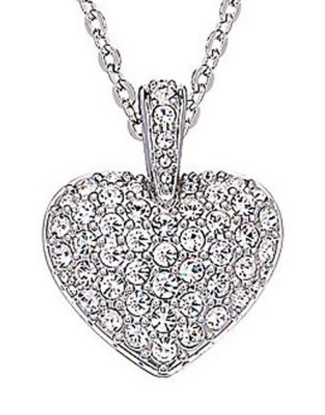 Swarovski Puff Pave Heart Pendant - SILVER