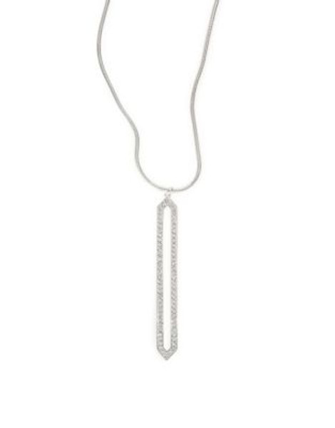 Lauren Ralph Lauren Geometric Pave Pendant Necklace - SILVER