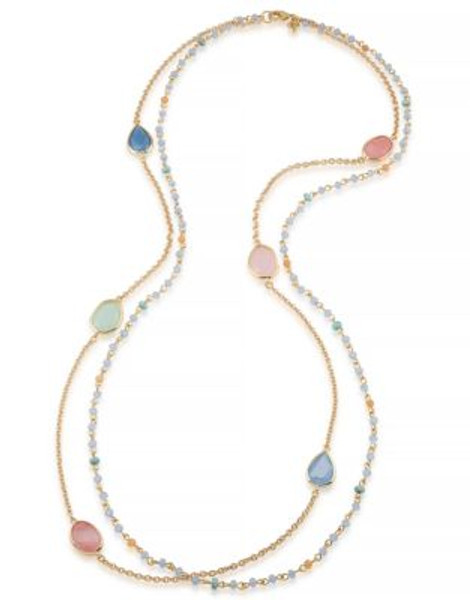 Carolee Caspian Sea Double Row Illusion Gold Tone Necklace - MULTI COLOURED