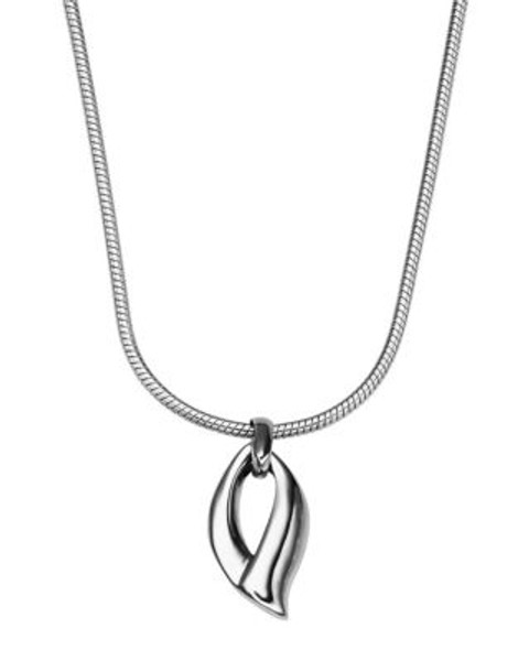 Skagen Denmark Modern Leaf Silver Tone Pendant Necklace - SILVER