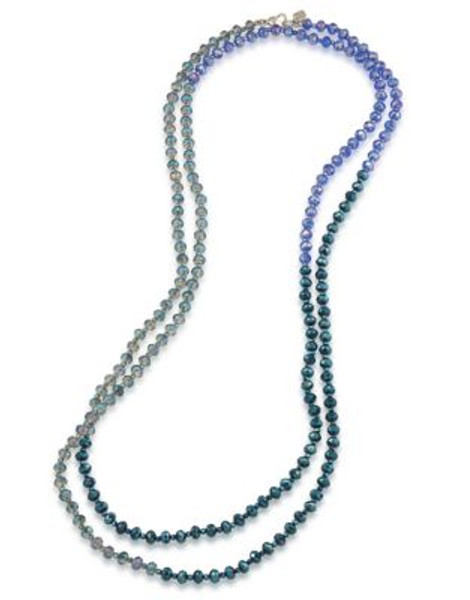 Carolee Multifaceted Bead Rope Necklace - BLUE