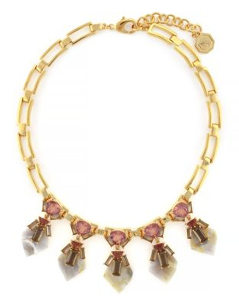 Louise Et Cie Indian Summer Collection Drop Stone Collar Necklace - BEIGE