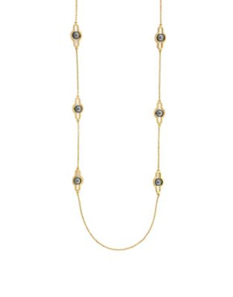 Louise Et Cie Pearl Station Necklace - GOLD/GREY