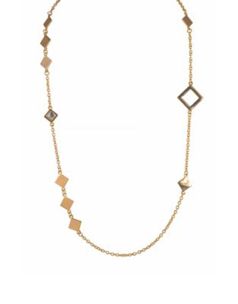 Kensie Long Geometric Station Necklace - GOLD