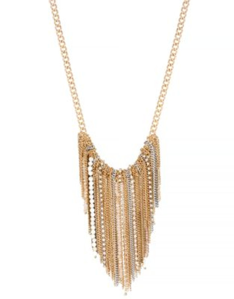 Kenneth Cole New York Fringe Worthy Mixed Two Tone Fringe Frontal Necklace - GOLD