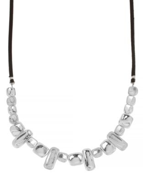 Robert Lee Morris Soho Organic Geometric Frontal Leather Toggle Necklace - SILVER