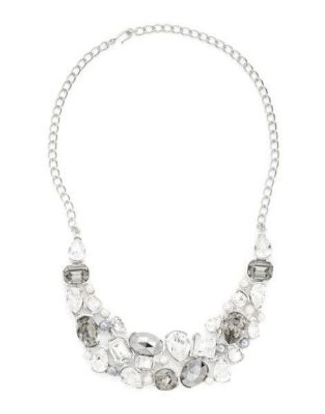 Kenneth Jay Lane Faux Pearl Cluster Necklace - SILVER