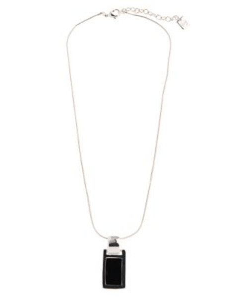 Nine West Silver Tone Metal Snake Chain Necklace - BLACK